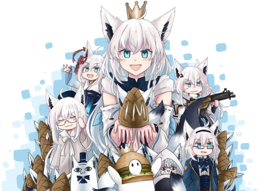 :3, ahoge, animal_costume, animal_ears, ascot, bangs, blue_jacket, blush