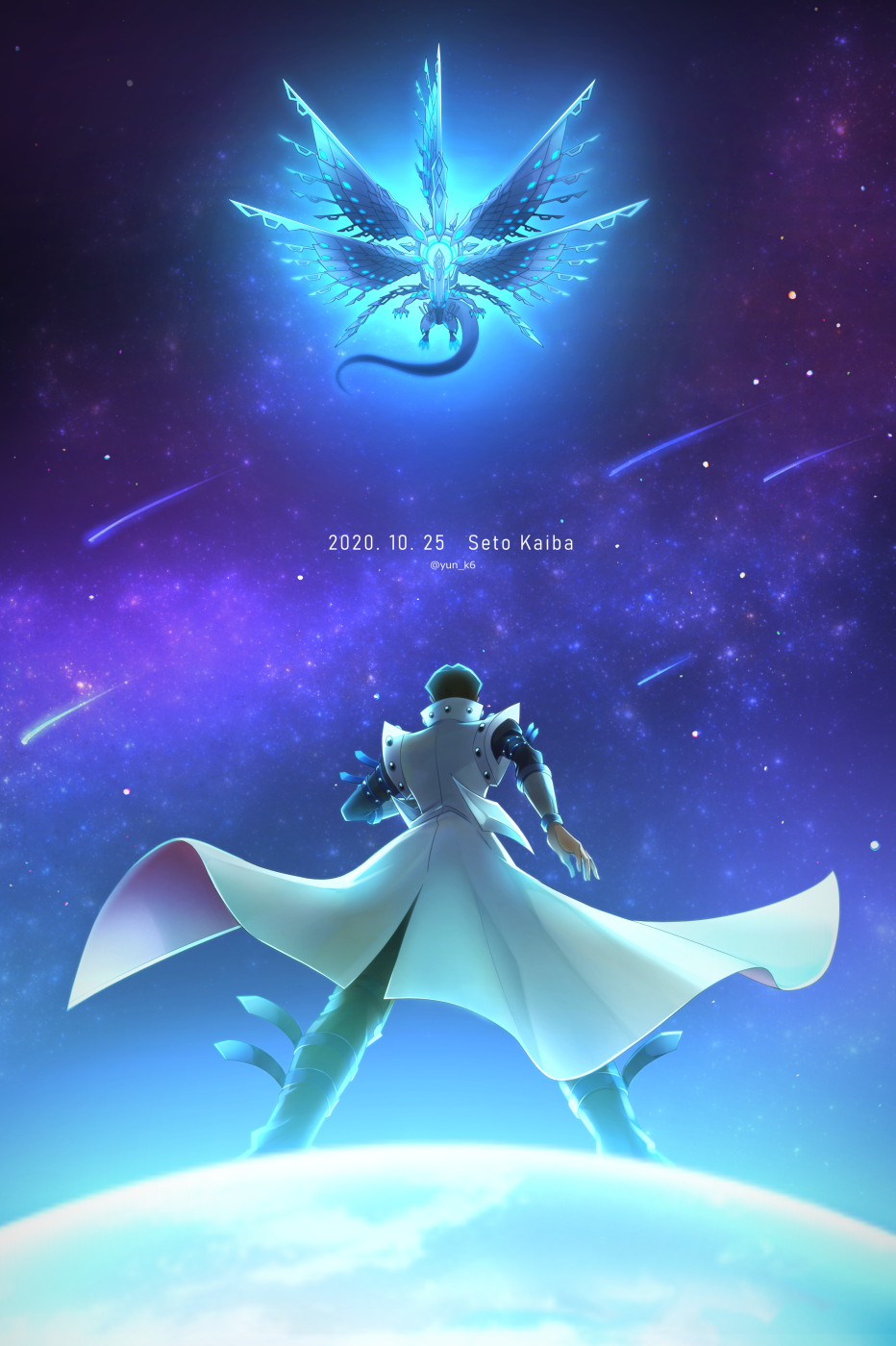 1boy, 2020, black_hair, black_pants, cape, character_request, dated, duel_monster