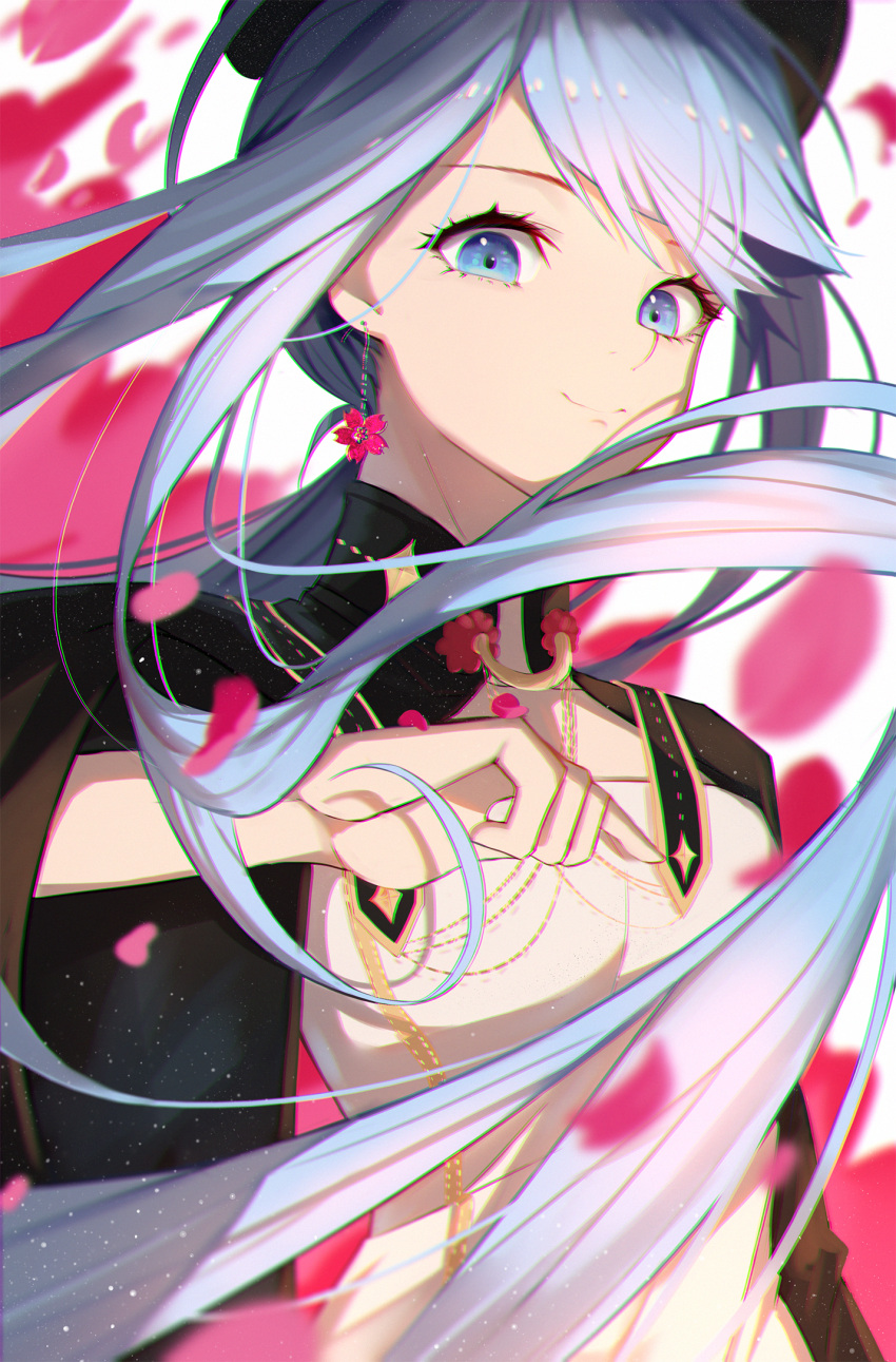 1girl, alternate_costume, blue_eyes, blue_hair, chinese_clothes, chinese_commentary, close-up, floating_hair