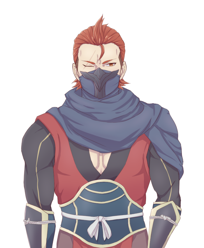 1boy, armor, blue_scarf, closed_mouth, fire_emblem, fire_emblem_fates, fire_emblem_heroes, looking_to_the_side