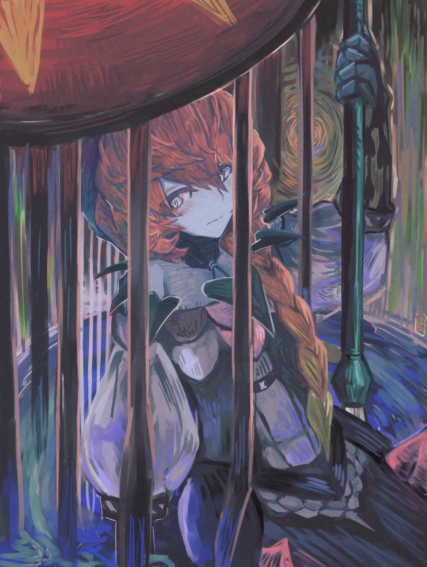 1girl, absurdres, blue_skin, braid, dress, fate/grand_order, fate_(series), highres