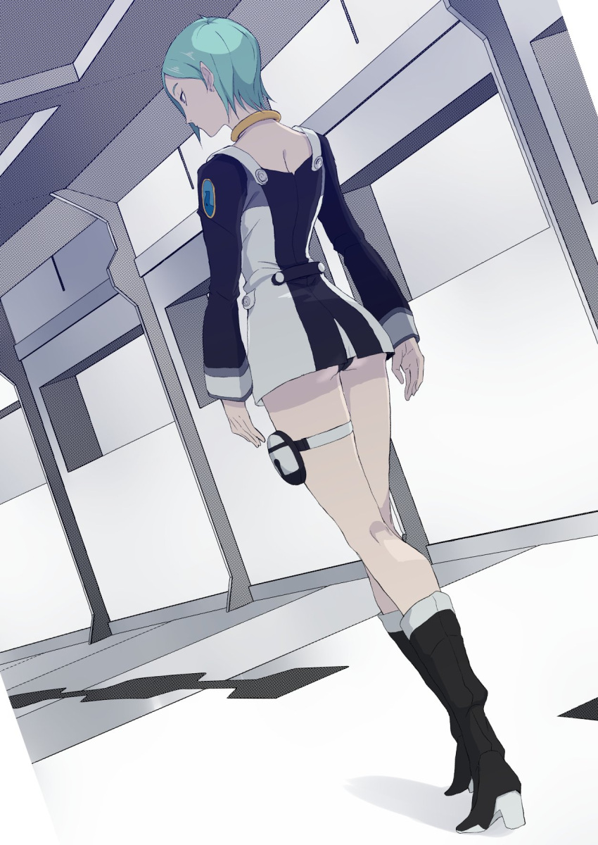 1girl, ass, black_panties, blue_hair, eureka, eureka_seven, eureka_seven_(series), from_behind