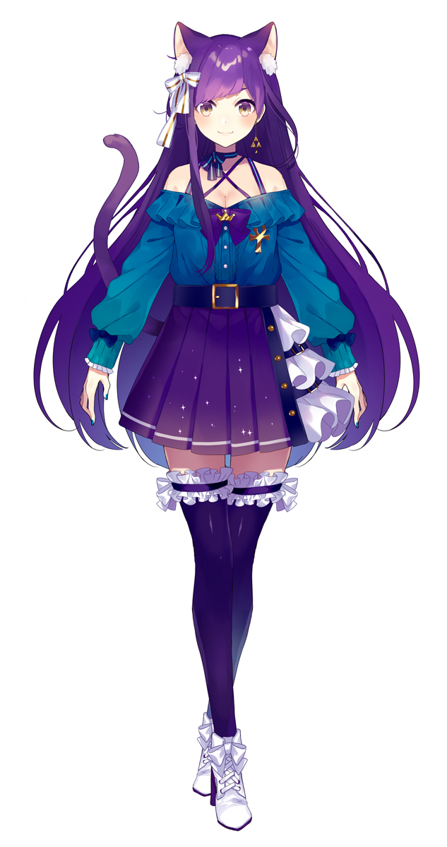 1girl, :3, animal_ears, highres, kamishiro_kurea, long_hair, otogi_resurrection, purple_hair
