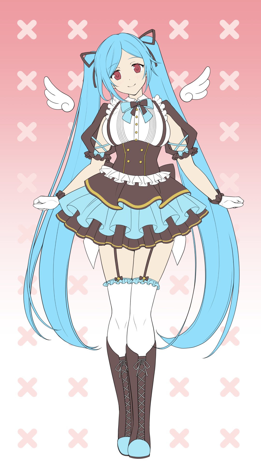 .live, 1girl, alternate_costume, alternate_hairstyle, blue_hair, boots, breasts, commentary_request
