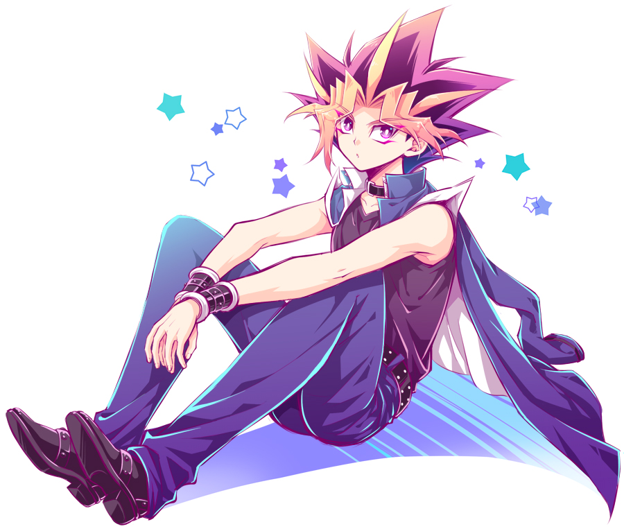 1boy, belt, black_belt, black_footwear, black_hair, black_shirt, blonde_hair, blue_jacket