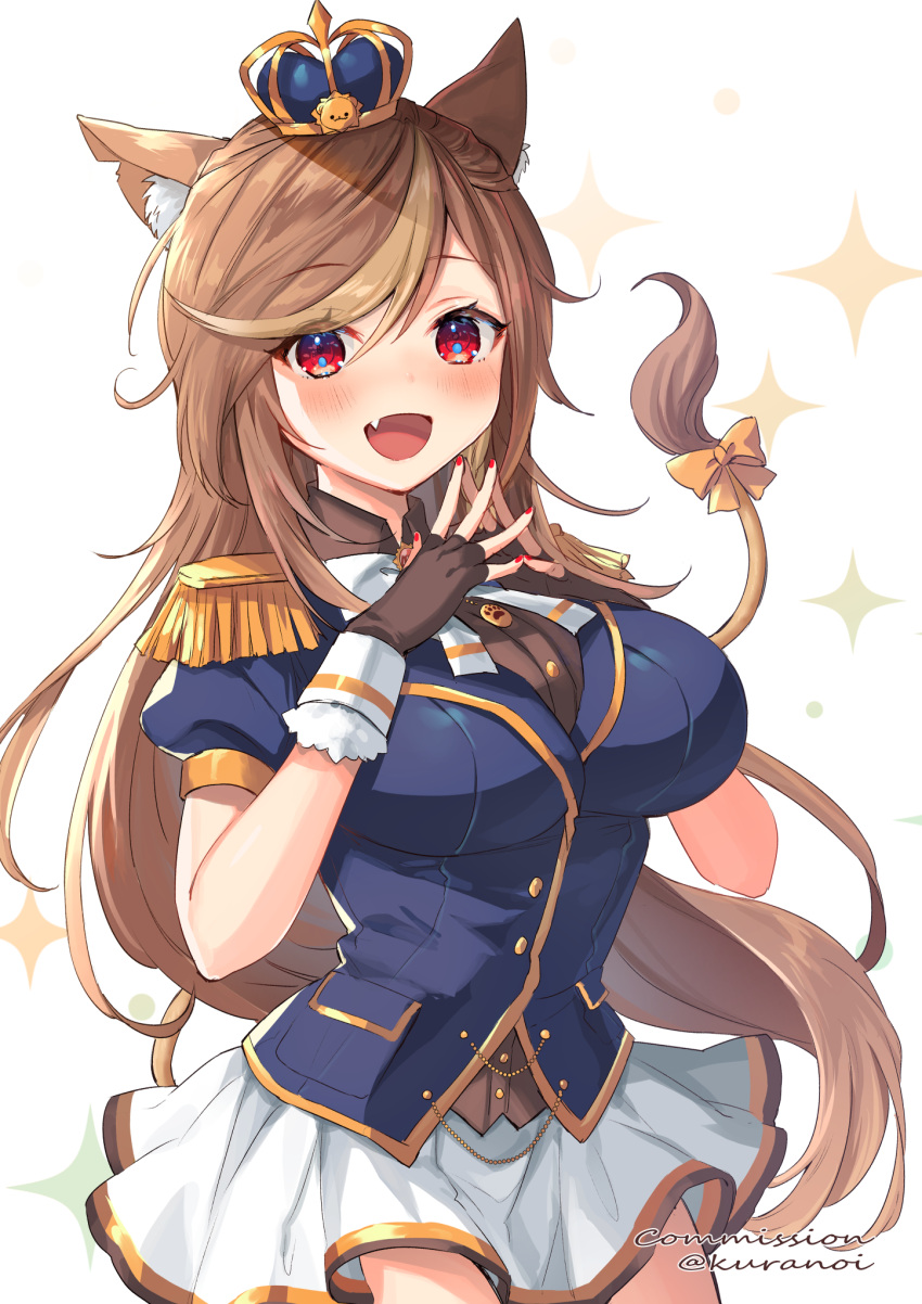 1girl, :d, animal_ear_fluff, animal_ears, armor, artist_name, bangs, black_gloves