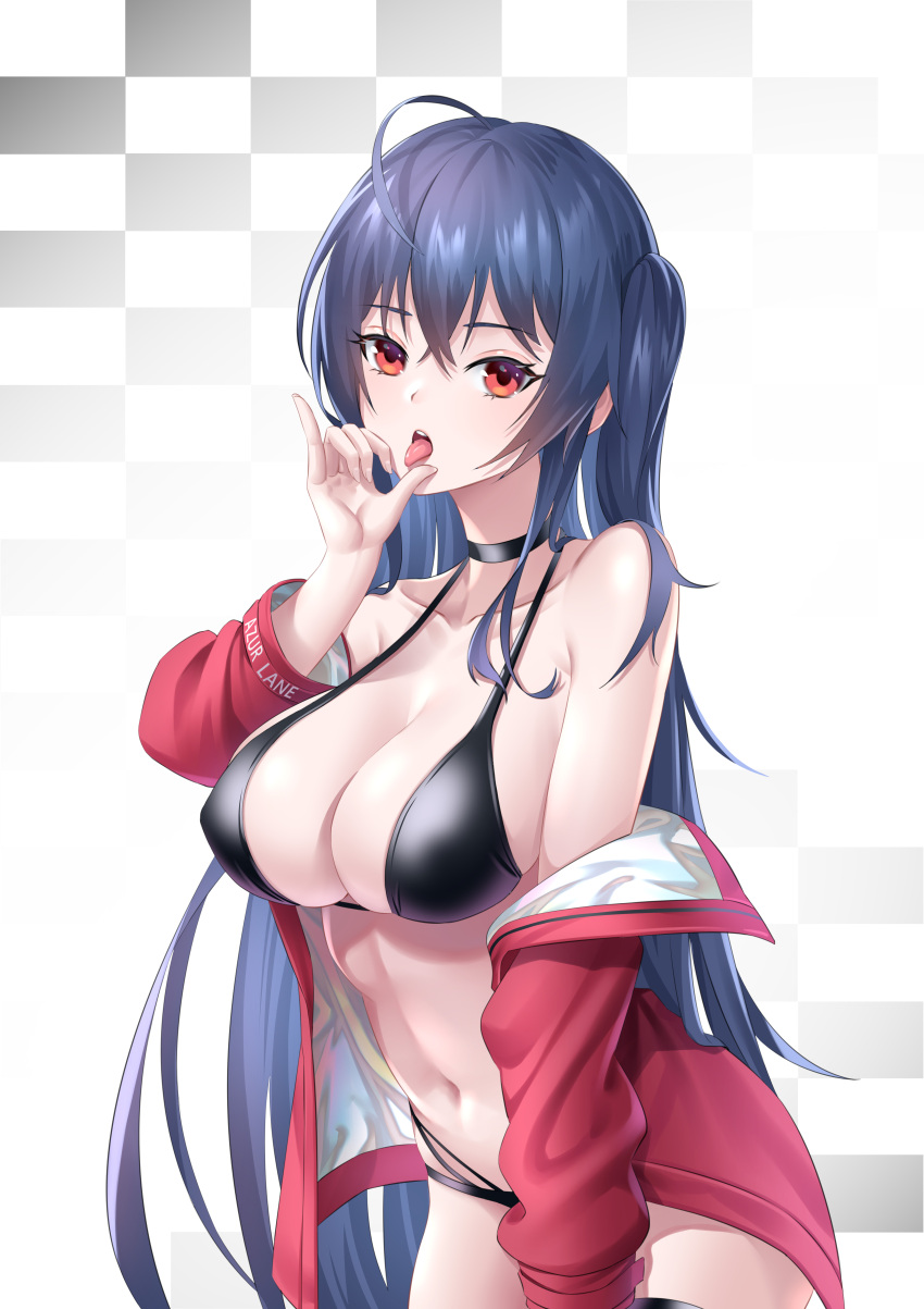 1girl, absurdres, ahoge, azur_lane, bangs, bare_shoulders, bikini, black_bikini