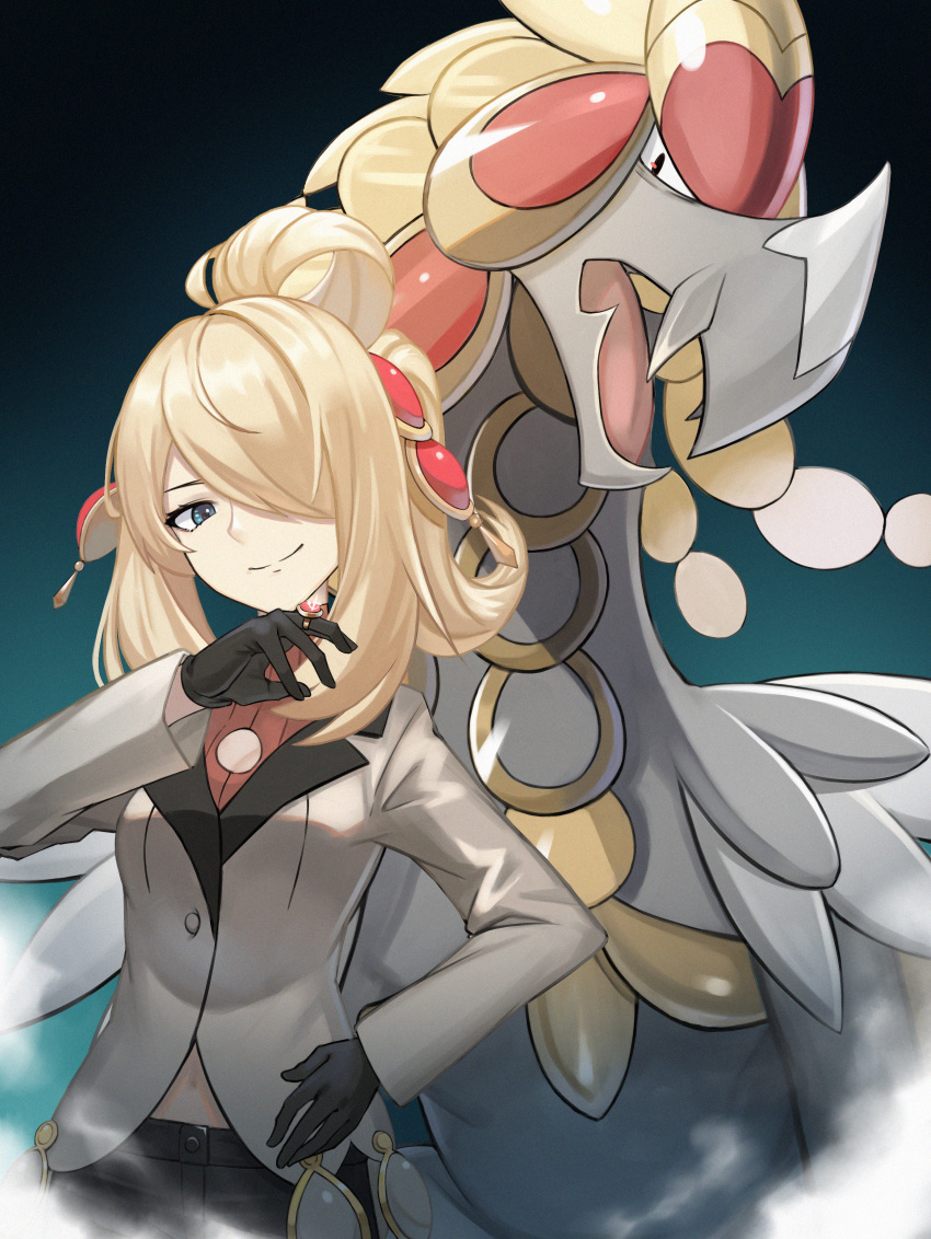 1girl, absurdres, black_gloves, black_pants, blonde_hair, buttons, closed_mouth, commentary