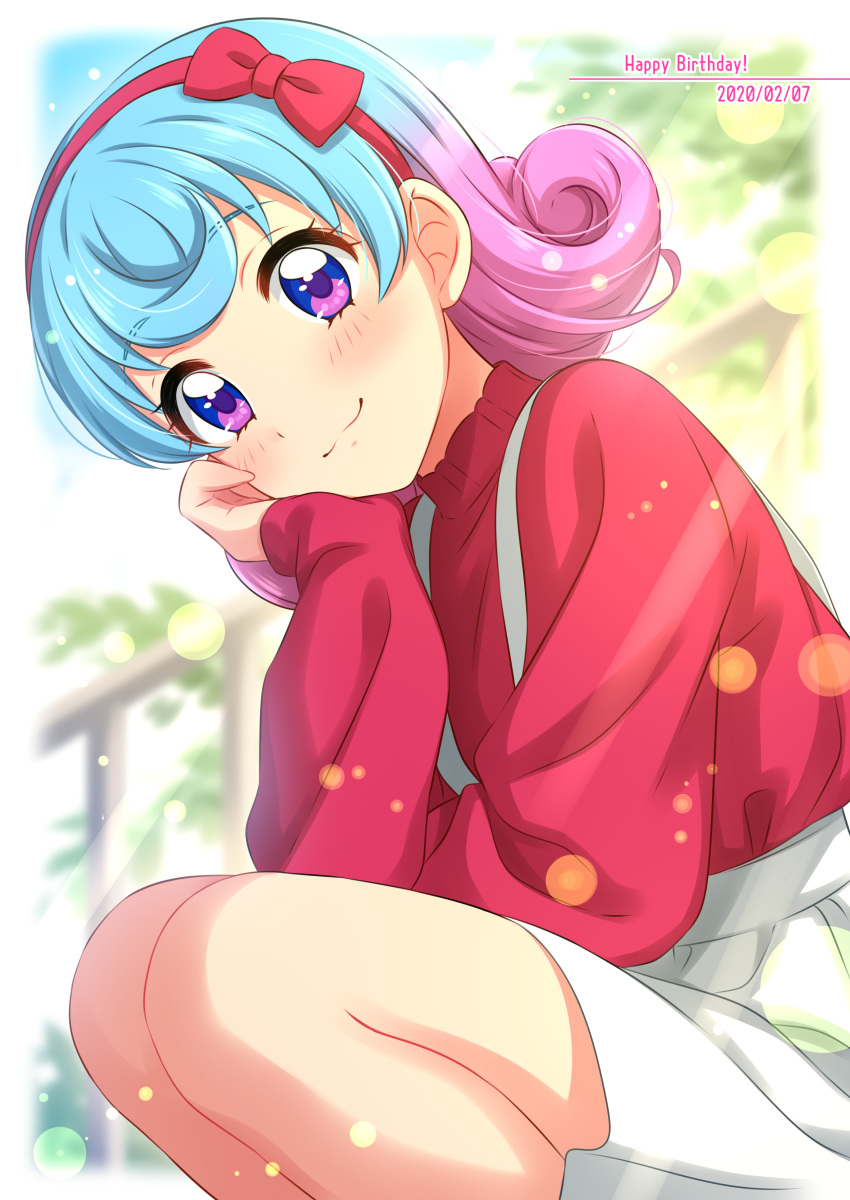 1girl, :3, absurdres, aikatsu!, aikatsu!_(series), blue_eyes, blue_hair, blurry