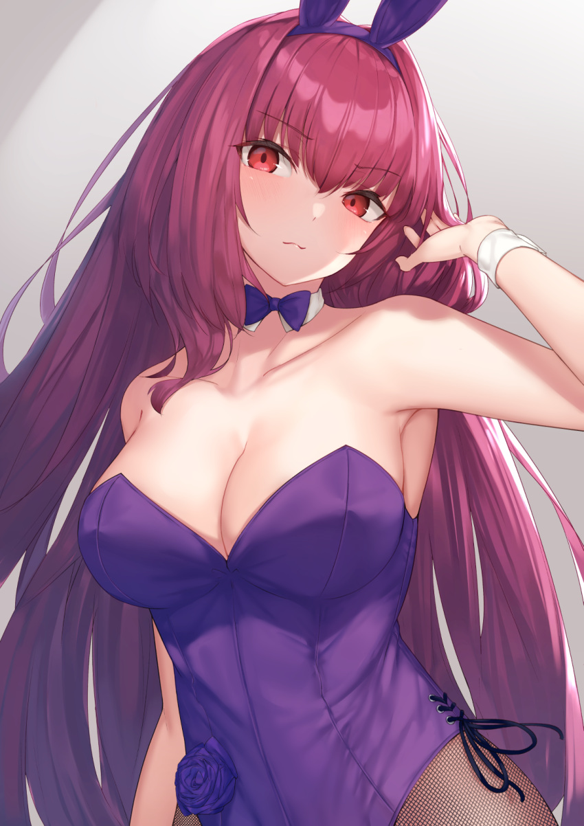 animal_ears, breasts, detached_collar, fake_animal_ears, fate/grand_order, fate_(series), fishnet_legwear, fishnets