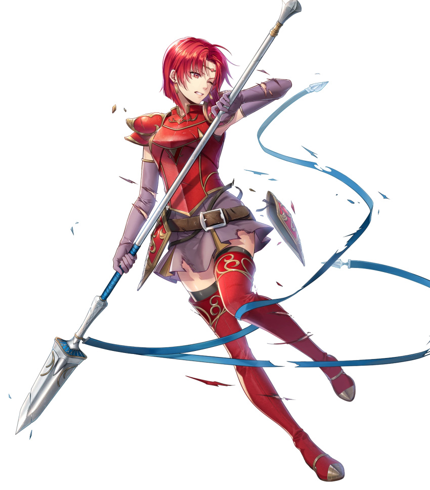 1girl, armor, bangs, belt, black_legwear, boots, breastplate, circlet