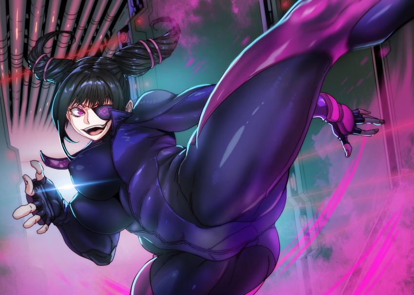 1girl, biker_clothes, bikesuit, black_bodysuit, black_gloves, bodysuit, breasts, butcherboy