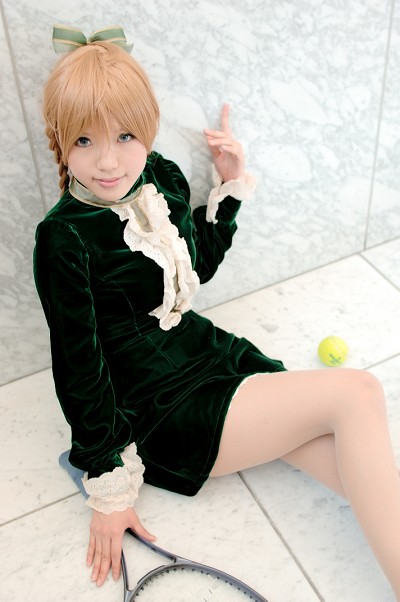 blonde_hair, cosplay, kipi-san, nylons, photo, saori, smash_wo_kimero!, tennis_ball