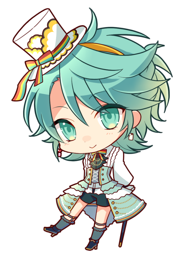 1boy, alternate_hairstyle, arms_behind_back, blush, bow, bowtie, chibi, closed_mouth