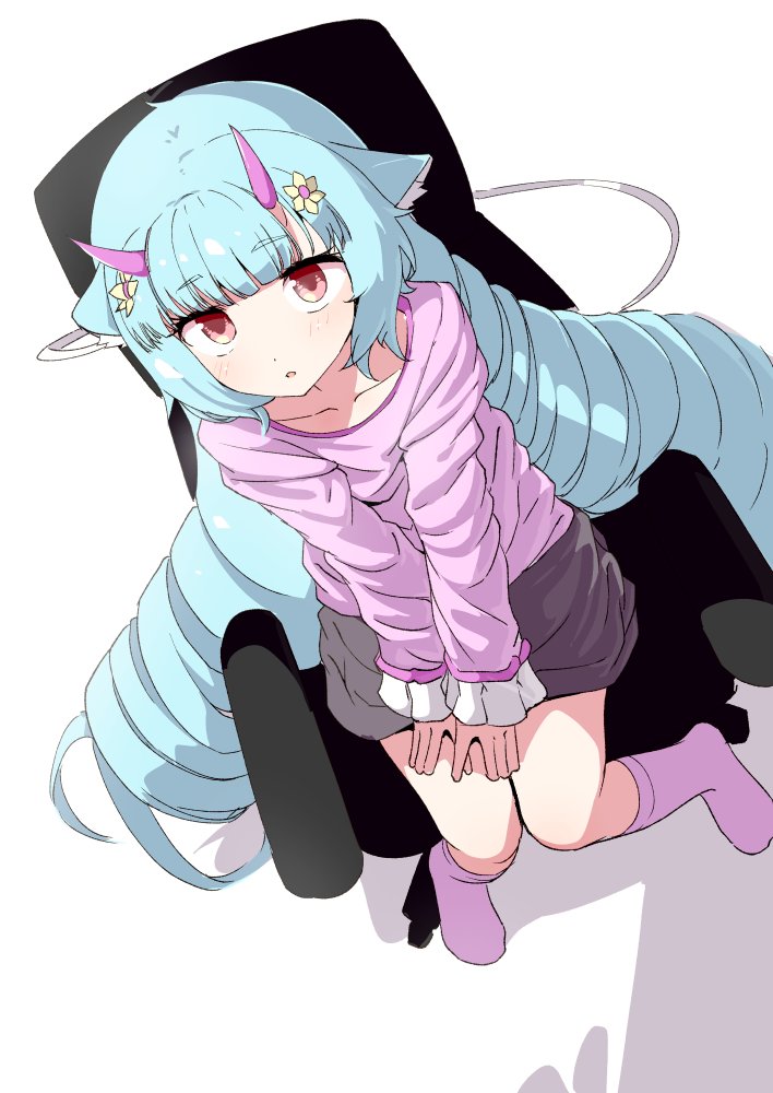 1girl, :o, animal_ear_fluff, animal_ears, aqua_hair, bangs, blunt_bangs, blush