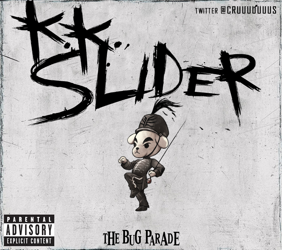 1boy, album_cover, album_cover_redraw, animal_crossing, black_footwear, black_headwear, black_pants, black_shirt