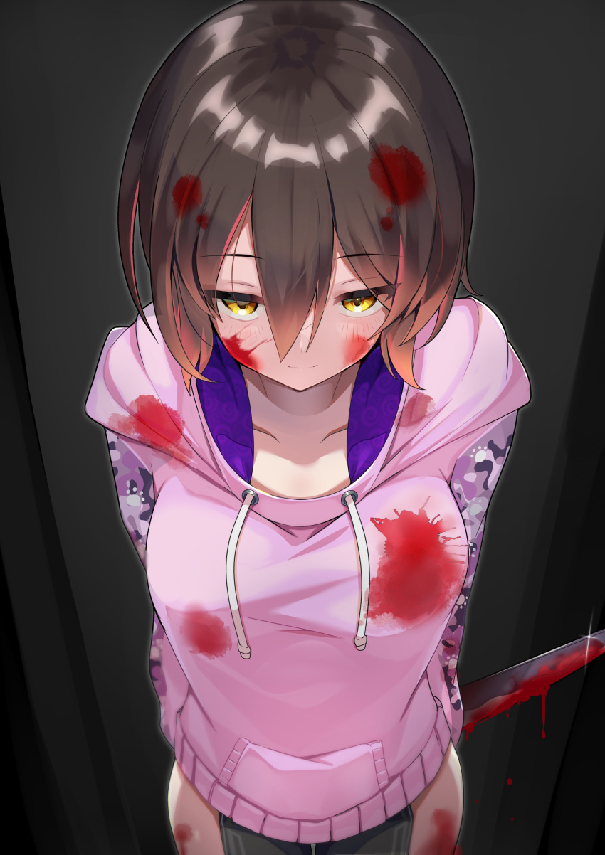1girl, absurdres, blood, blood_on_face, blood_on_leg, blood_stain, bloody_clothes, bloody_hair