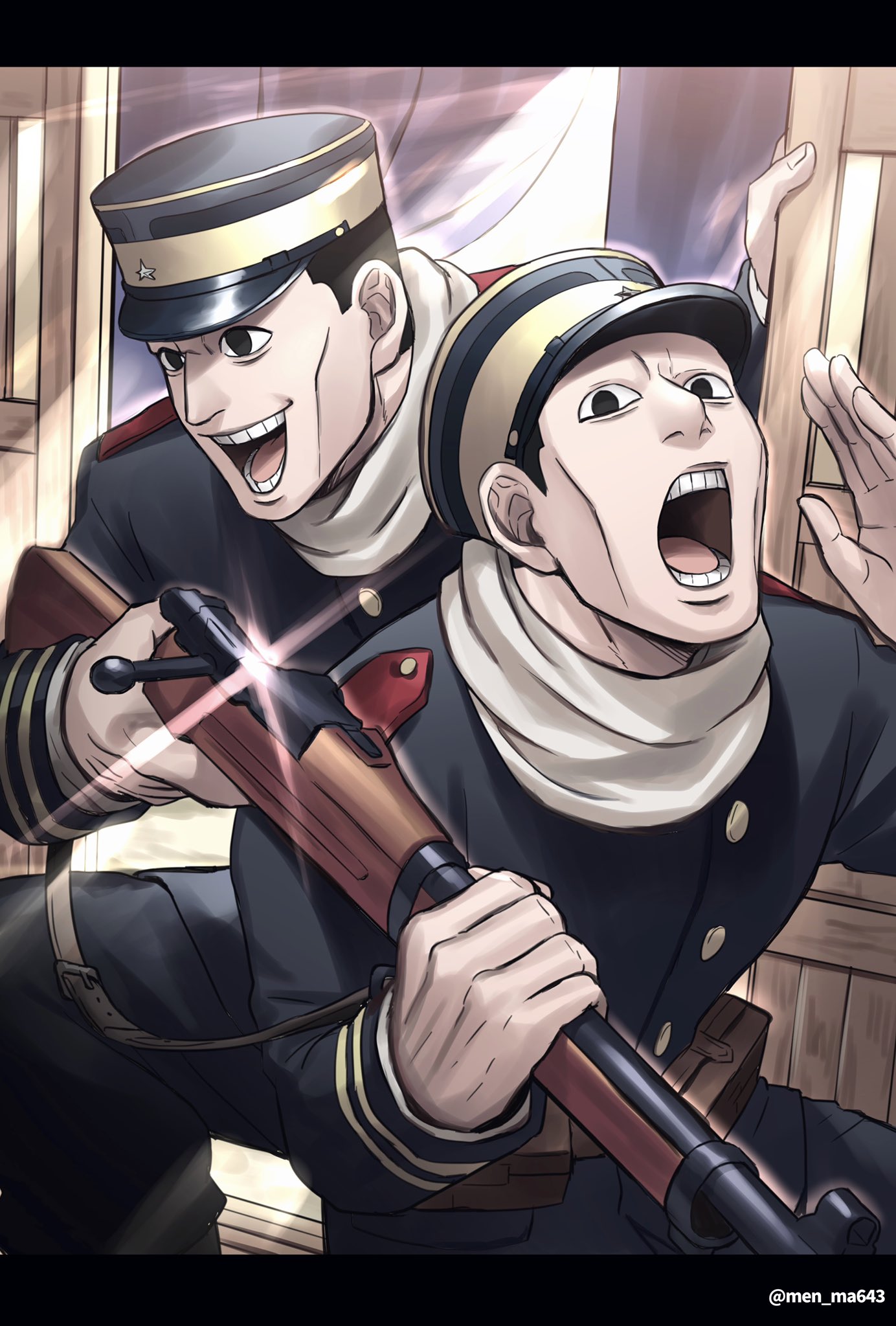 2boys, :d, :o, belt_pouch, black_eyes, black_hair, brothers, day
