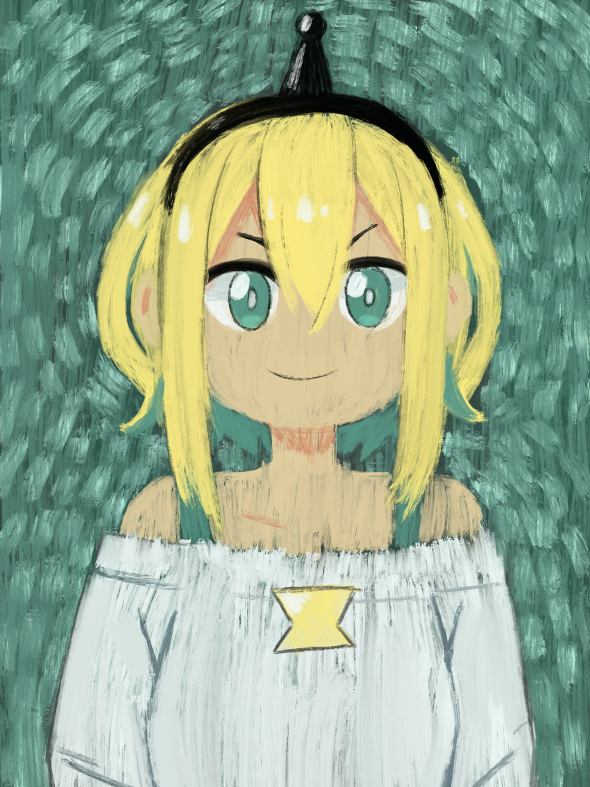 1girl, amano_pikamee, breasts, highres, looking_at_viewer, painting, short_hair, smile