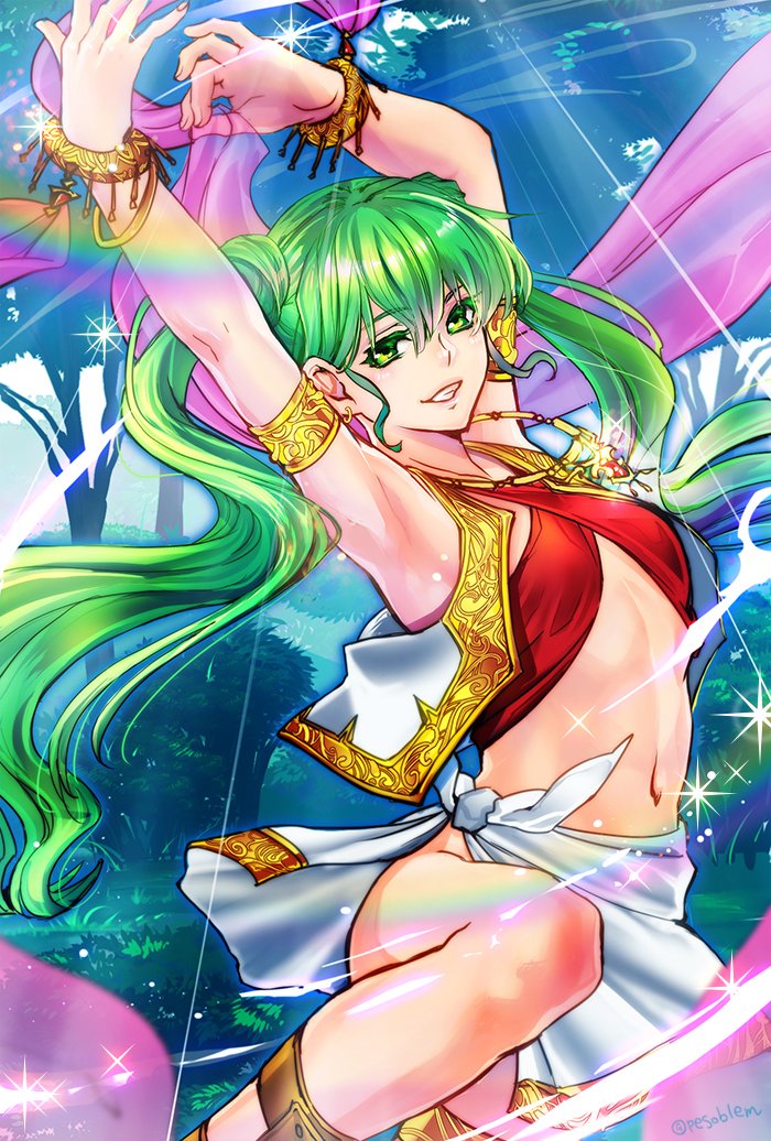 1girl, armpits, arms_up, bangs, bracelet, dancer, dancing, double_bun