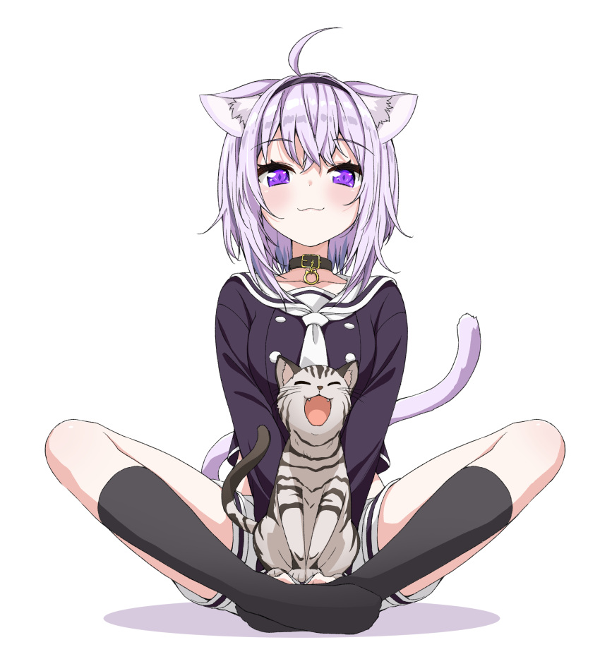1girl, :3, absurdres, ahoge, animal, animal_ears, asanaya, bangs