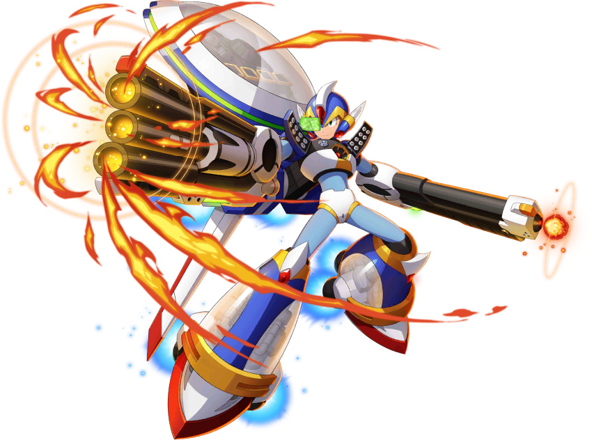 1boy, alternate_costume, alternate_form, android, arm_cannon, armor, cannon, gem