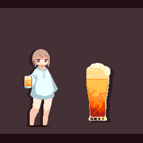 1girl, alcohol, animated, animated_gif, aqua_sweater, bare_legs, barefoot, beer