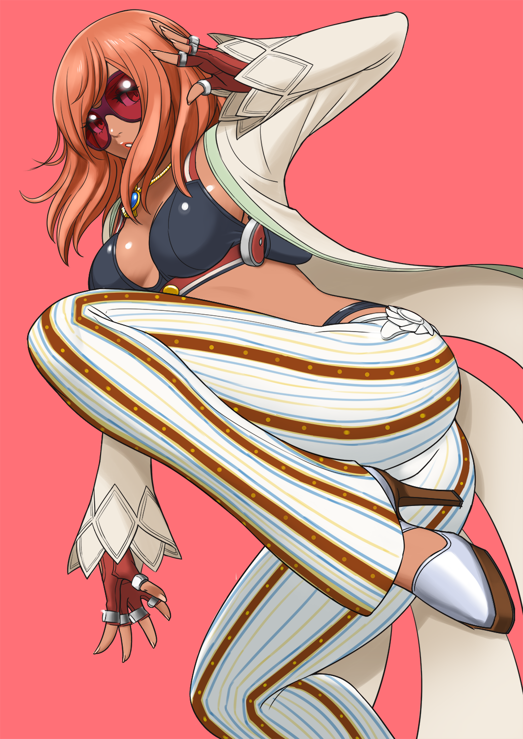 1girl, bikini, black_bikini, breasts, coat, coattails, derringer, fingerless_gloves