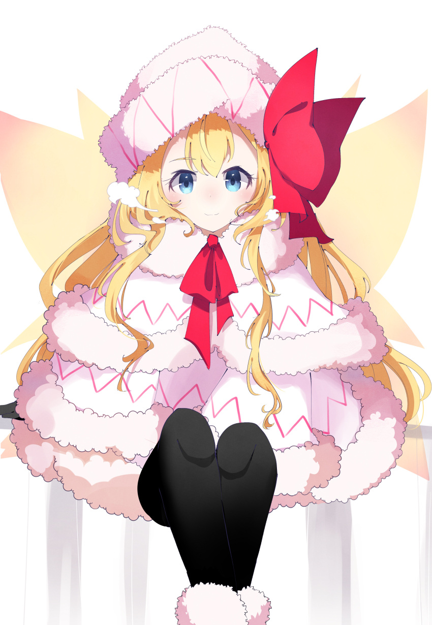 absurdres, alternate_costume, ametama_(runarunaruta5656), arms_at_sides, black_gloves, black_legwear, blonde_hair, blue_eyes