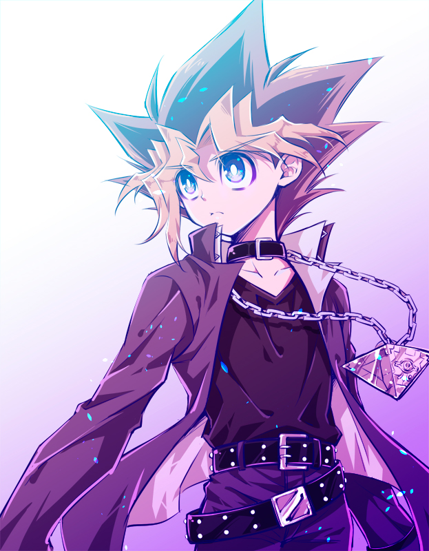 1boy, bangs, black_hair, black_jacket, black_shirt, blonde_hair, brown_hair, closed_mouth
