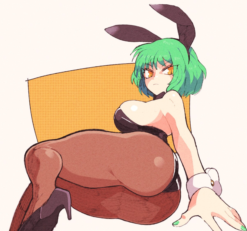 1girl, alternate_costume, animal_ears, ass, black_footwear, black_legwear, black_leotard, breasts