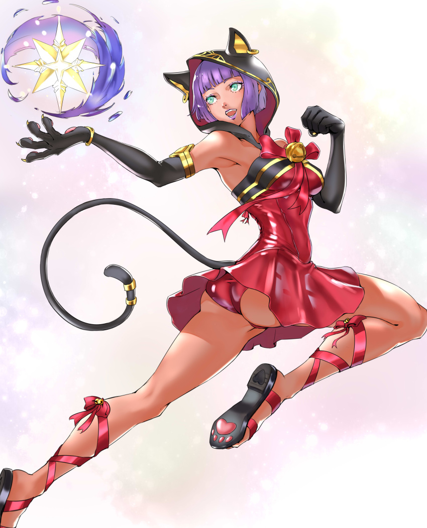 1girl, absurdres, animal_ears, bangs, bare_shoulders, blunt_bangs, bob_cut, cross-laced_footwear