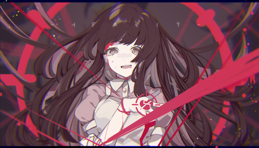 1girl, absurdres, apron, bandaged_hand, bandages, bangs, blood, blush