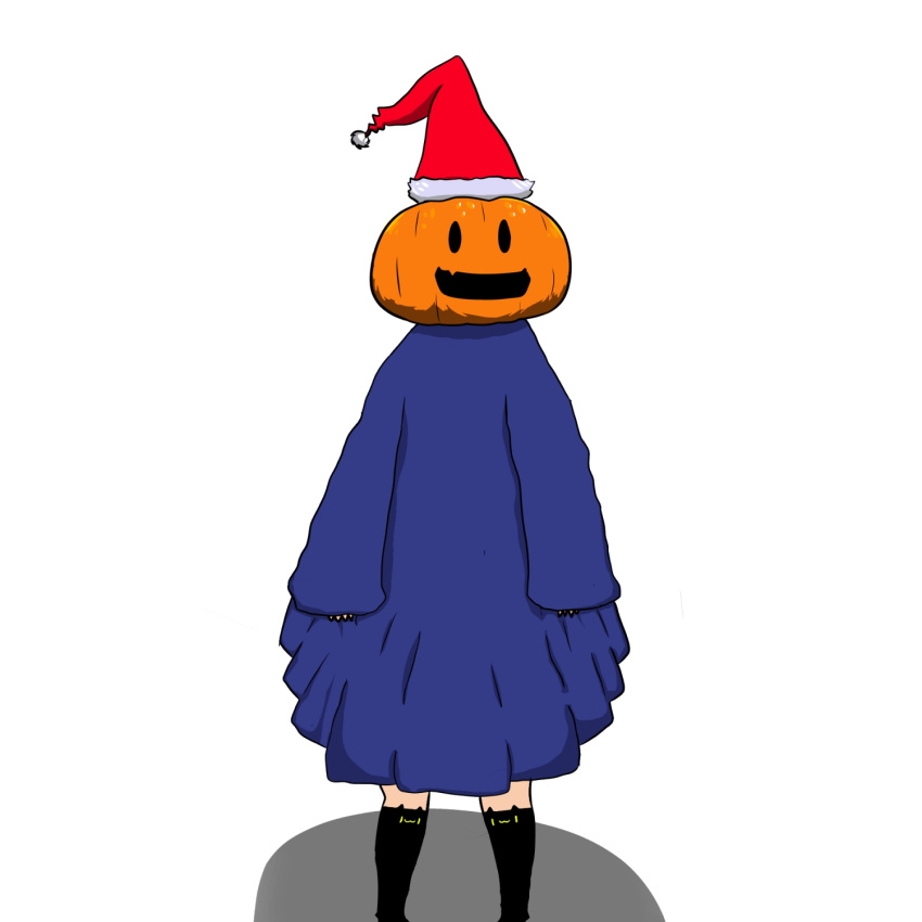 cat_socks, christmas, christmas_hat, dress, halloween, highres, pumpkin, socks