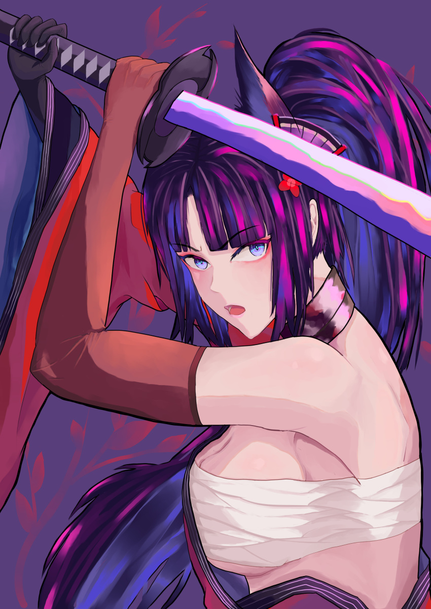 1girl, absurdres, animal_ears, artist_request, asymmetrical_gloves, azur_lane, black_gloves, black_hair
