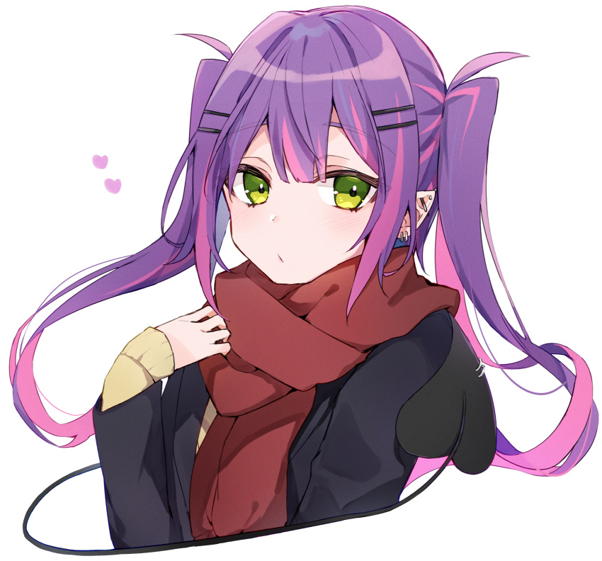 1girl, beige_sweater, cropped_torso, demon_tail, ear_bar, ear_spike, extra_eyes, green_eyes