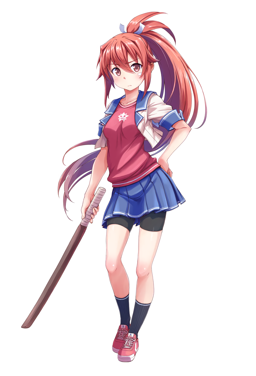 1girl, bandaid, bandaid_on_face, bike_shorts, black_legwear, blue_skirt, breast_pocket, cropped_shirt