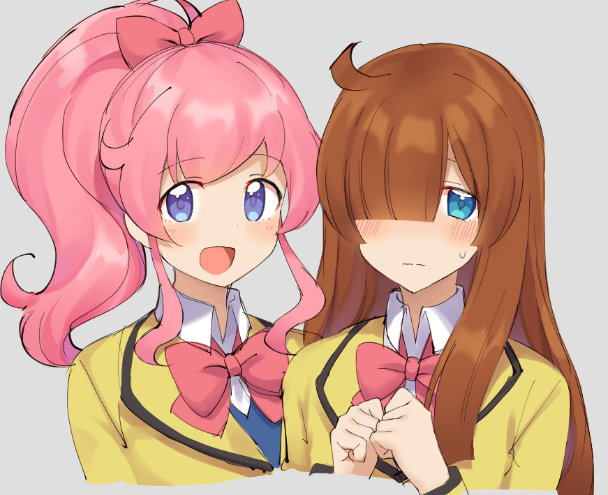 :d, ahoge, bangs, blazer, blue_eyes, blunt_bangs, blush, bow