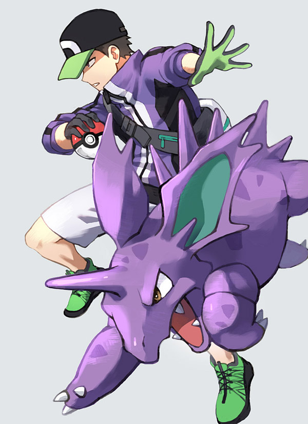 1boy, bag, baseball_cap, brown_hair, commentary, donta30303, gen_1_pokemon, gloves