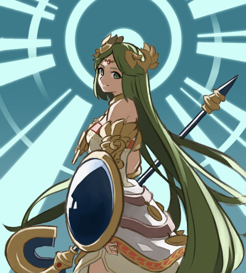 1girl, armlet, bangs, bare_shoulders, bracer, breasts, circlet, closed_mouth