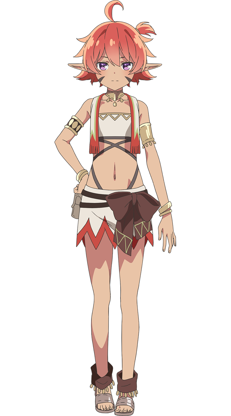 1girl, alma_(seirei_gensouki), elf, highres, official_art, pointy_ears, redhead, sandals