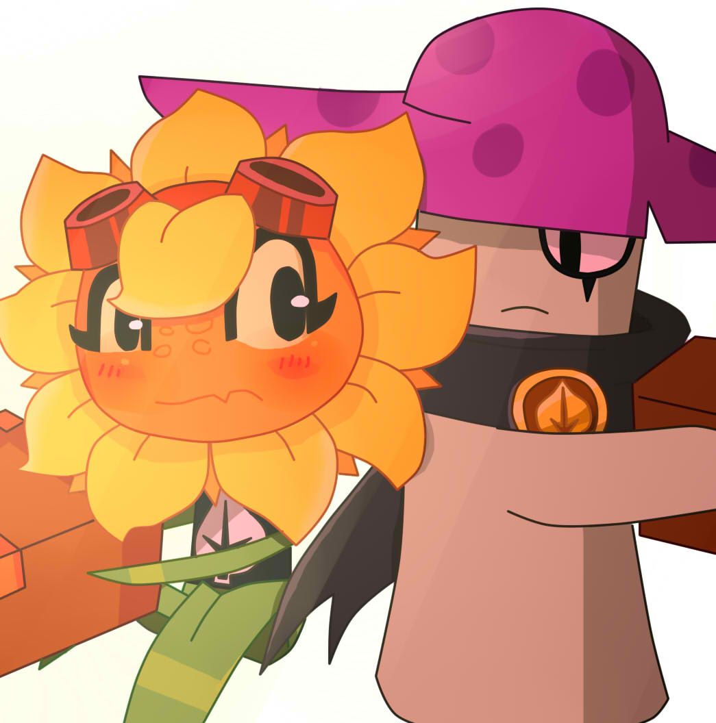blush, closed_mouth, embarrassed, holding, nightcap_(plants_vs_zombies_heroes), plants_vs_zombies, plants_vs_zombies_heroes, solar_flare_(plants_vs_zombies_heroes), tagme