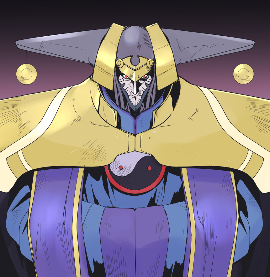 1boy, armor, closed_mouth, gradient, gradient_background, hazanko, helmet, male_focus