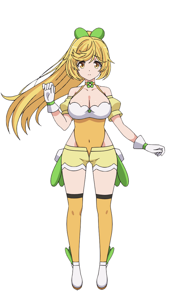 1girl, ankle_boots, blonde_hair, boots, long_hair, official_art, onko_akino, ponytail