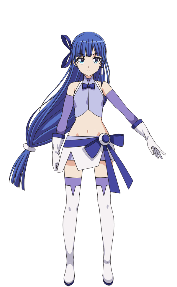 1girl, aqua_eyes, blue_hair, boots, long_hair, official_art, sakigake_rei, thigh-highs, thigh_boots, wixoss, wixoss_diva(a)live