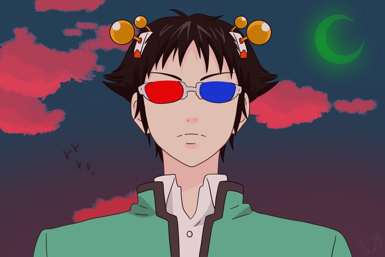 1boy, 3d_glasses, bird, black_hair, cosplay, crescent_moon, dated, derivative_work