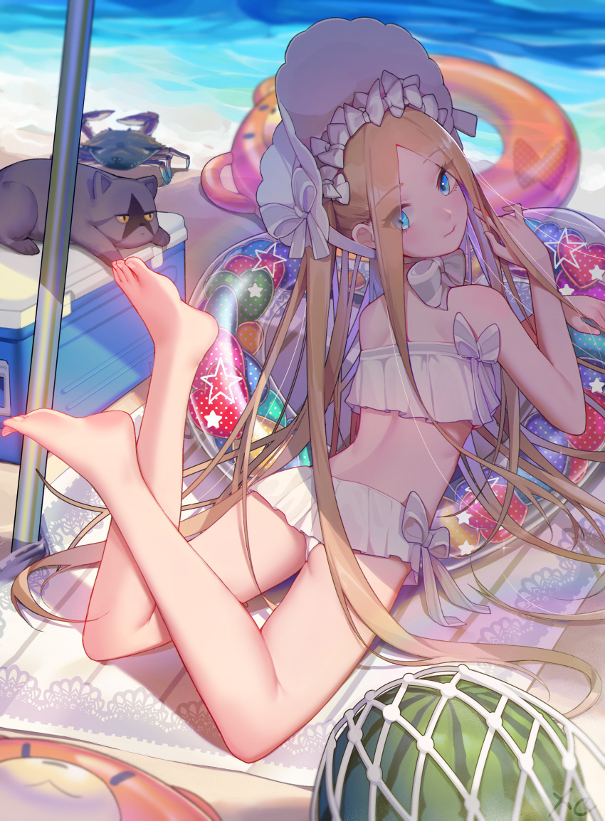 1girl, abigail_williams_(fate/grand_order), abigail_williams_(swimsuit_foreigner)_(fate), absurdres, ass, back, bangs, bare_shoulders