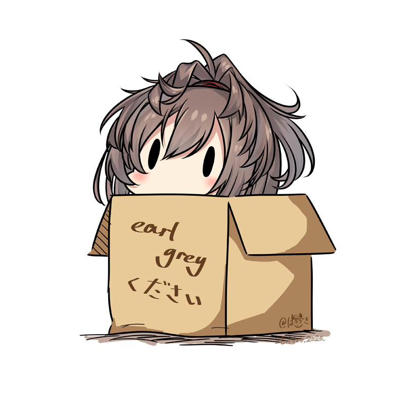 1girl, bangs, box, brown_hair, cardboard_box, commentary, hair_between_eyes, hatsuzuki_527