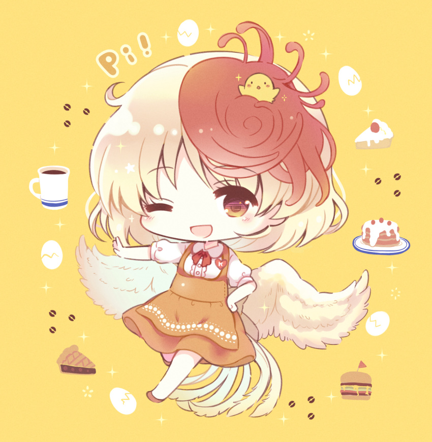 23_(candy_chapus), adapted_costume, animal_on_head, anna_miller, apron, bird, bird_on_head, bird_tail