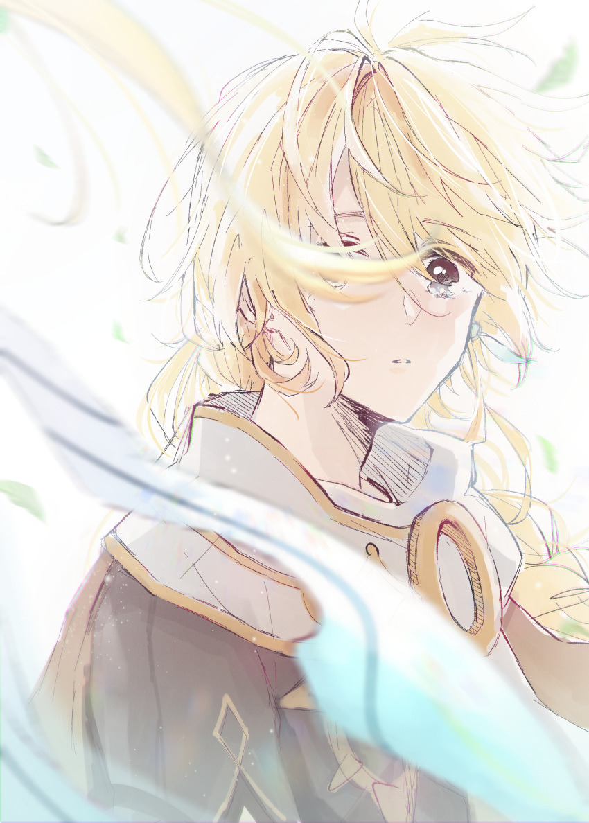 1boy, absurdres, aether_(genshin_impact), ahoge, bangs, blonde_hair, crying, crying_with_eyes_open